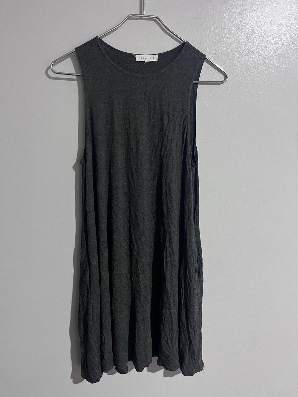 SOCIALITE Dress Womens S Gray Tank Dress Knee Length Round Neck Casual